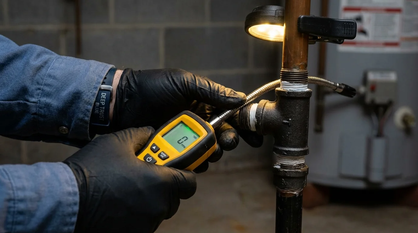 Gas leak detection with electronic sniffer by Johns Plumbing LLC in Pilot Mountain